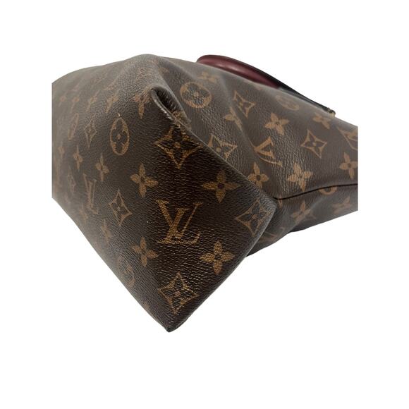 LOUIS VUITTON Brown Leather Canvas Monogram Lock Shoulder Flower Tote Bag - Picture 11 of 16